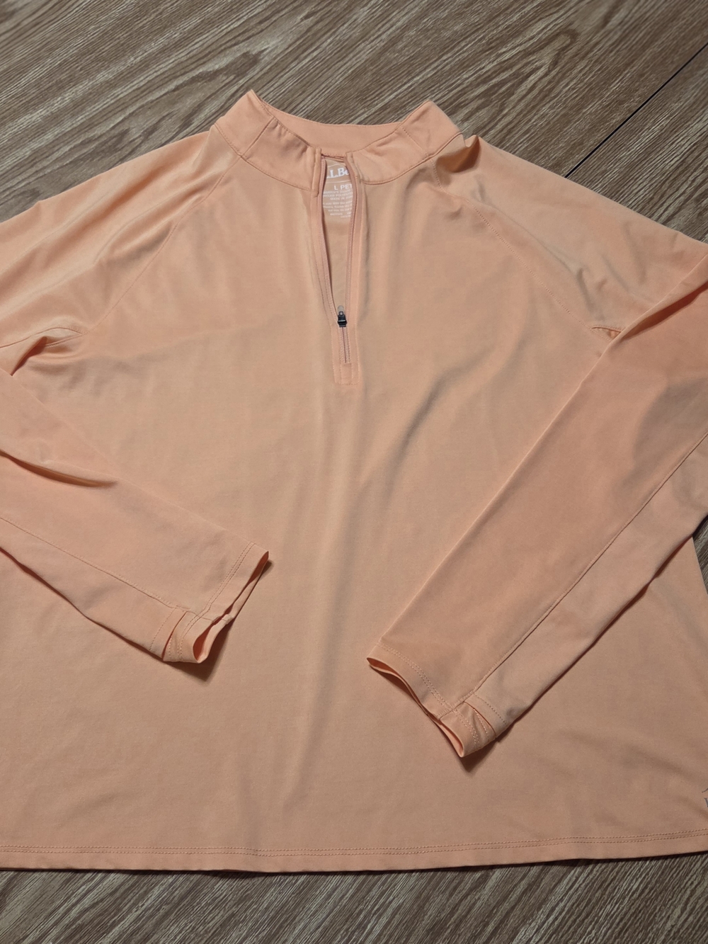 L.L. Bean Long Sleeve Lightweight Quarter Zip in Orange/Peach